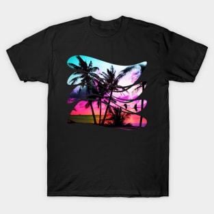 sunset beach In the 80s vintage style T-Shirt